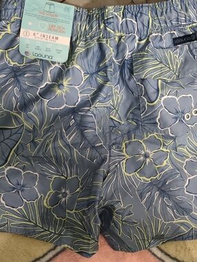 Laguna B Men's Blue Floral Swim Trunks